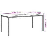 Produktbild för Utebord 190x90x75 cm härdat glas och konstrotting brun