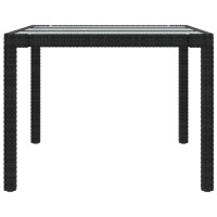 Produktbild för Utebord 190x90x75 cm härdat glas och konstrotting svart