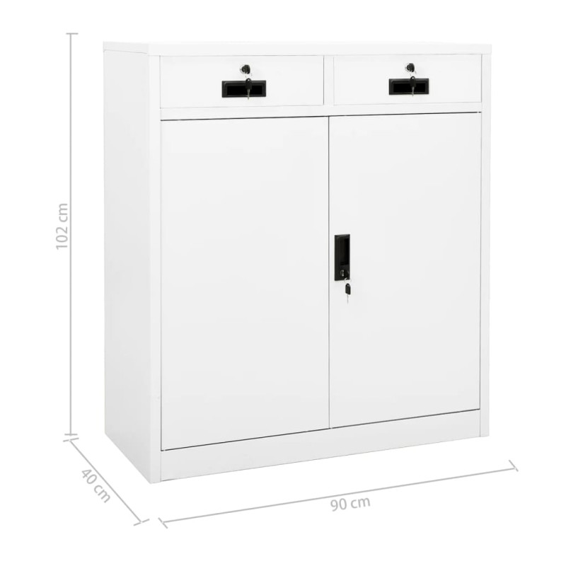 Produktbild för Dokumentskåp vit 90x40x102 cm stål