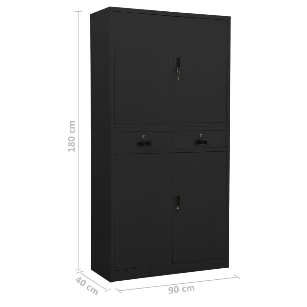 Produktbild för Dokumentskåp antracit 90x40x180 cm stål