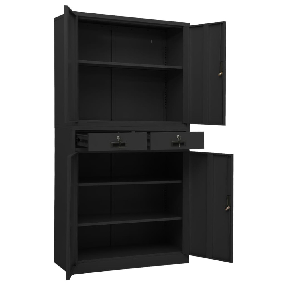 Produktbild för Dokumentskåp antracit 90x40x180 cm stål