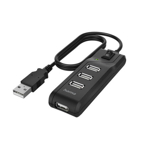 Hama Hub USB-A 2.0 Switch 4x Portar 480 Mbit/s Svart