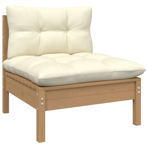 vidaXL Garden Middle Sofa med kuddar Honey Brown Solid Pinewood