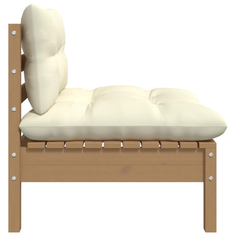 Produktbild för Garden Middle Sofa med kuddar Honey Brown Solid Pinewood