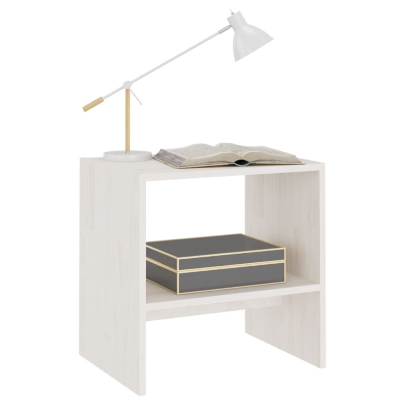 Produktbild för Sängbord vit 40x30,5x40 cm massiv furu