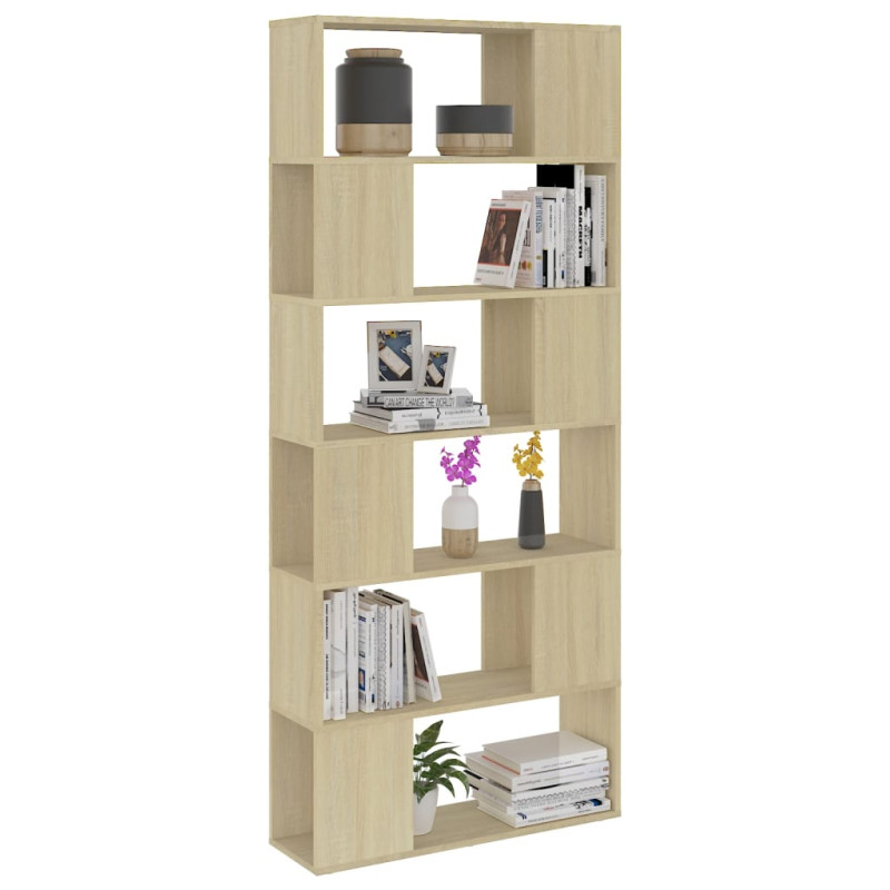 Produktbild för Bokhylla/Rumsavdelare sonoma-ek 80x24x186 cm konstruerat trä