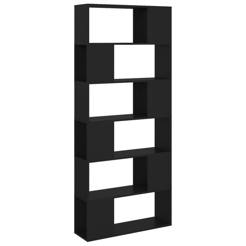 Produktbild för Bokhylla/rumsavdelare svart 80x24x186 cm konstruerat trä