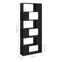 Miniatyr av produktbild för Bokhylla/rumsavdelare svart 80x24x186 cm konstruerat trä