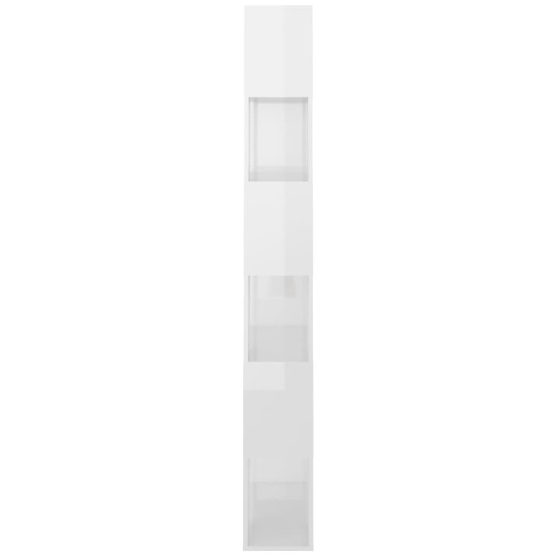 Produktbild för Bokhylla/Rumsavdelare vit högglans 80x24x186 cm konstruerat trä
