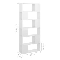 Miniatyr av produktbild för Bokhylla/Rumsavdelare vit högglans 80x24x186 cm konstruerat trä