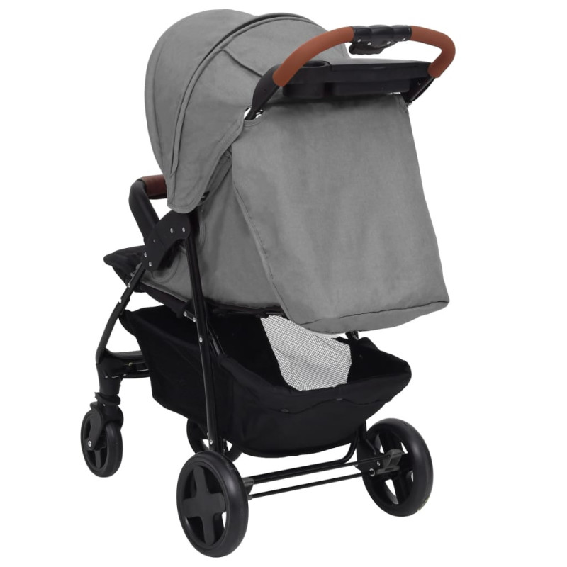 Produktbild för Barnvagn 3-i-1 ljusgrå stål