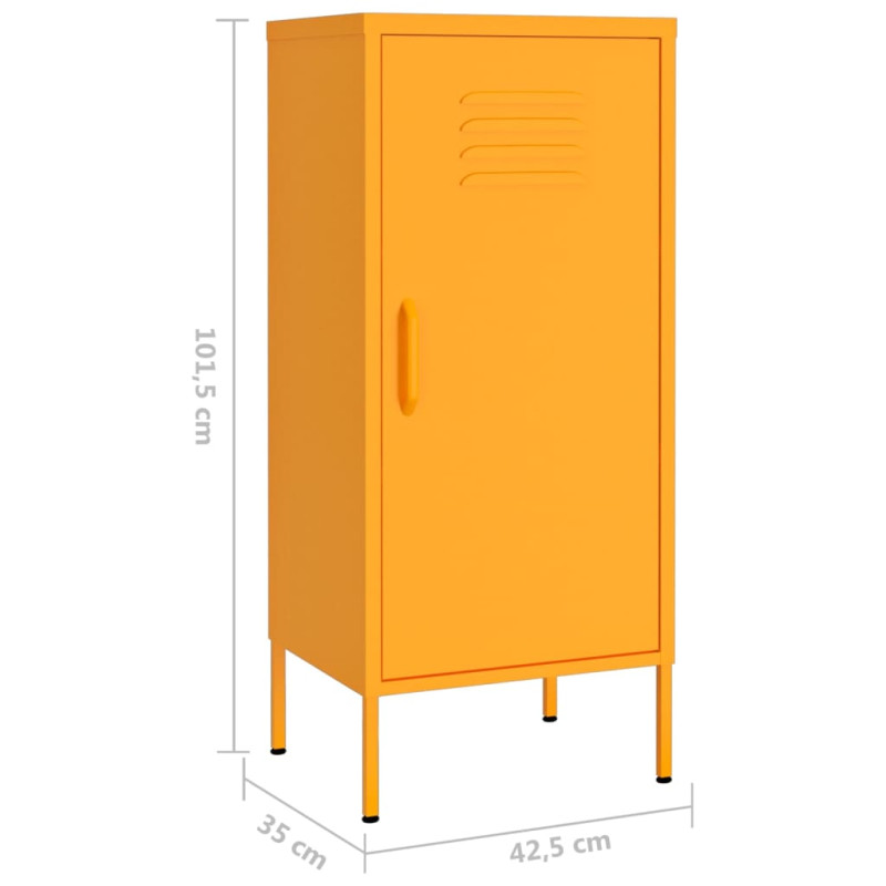 Produktbild för Förvaringsskåp senapsgul 42,5x35x101,5 cm stål