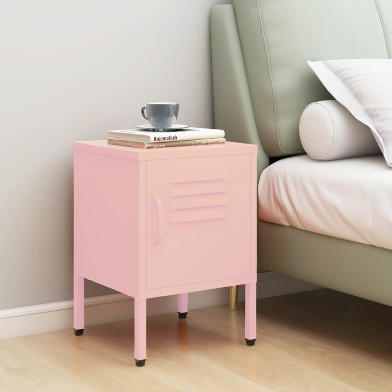 Produktbild för Nattduksbord rosa 35x35x51 cm stål