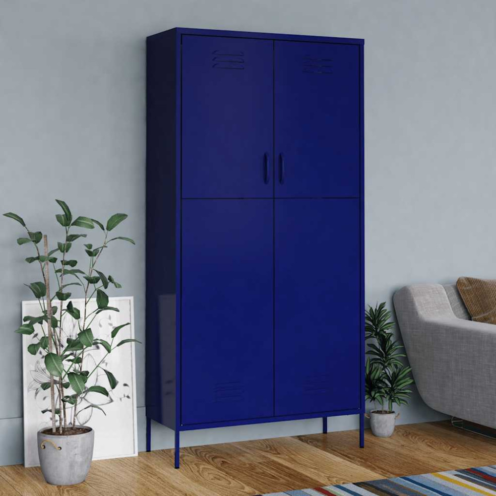 Produktbild för Garderob 90x50x180 cm marinblå stål