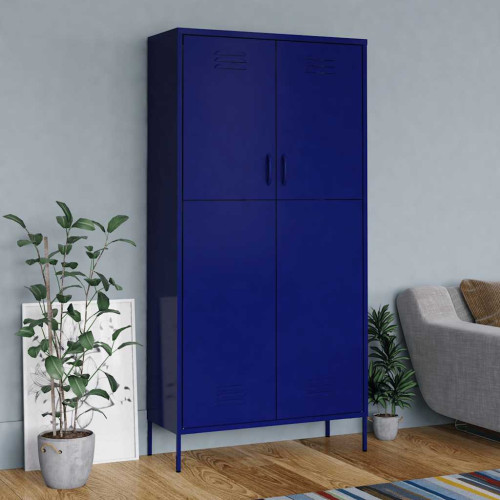 vidaXL Garderob 90x50x180 cm marinblå stål