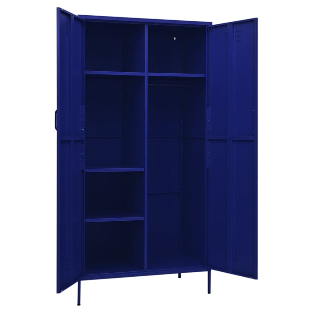 Produktbild för Garderob 90x50x180 cm marinblå stål