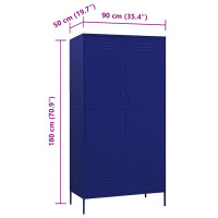 Produktbild för Garderob 90x50x180 cm marinblå stål
