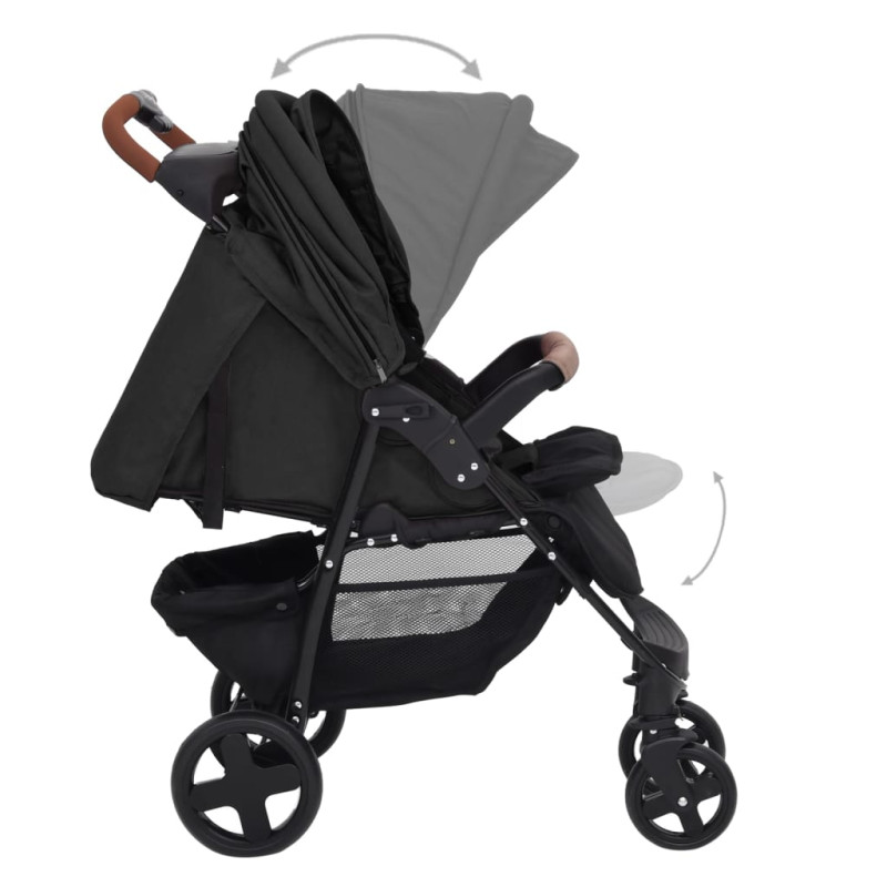 Produktbild för Barnvagn 3-i-1 antracit stål