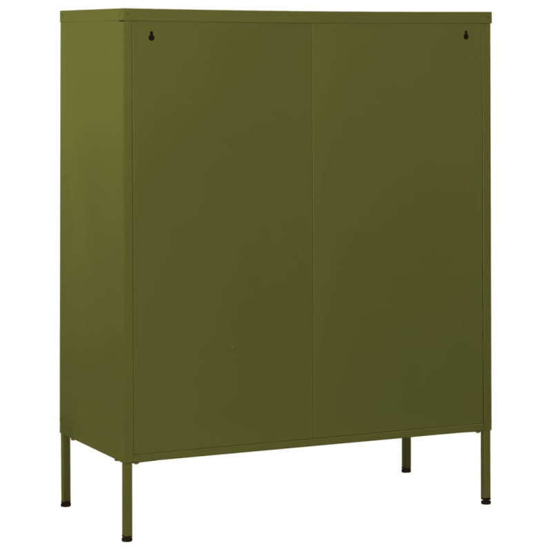 Produktbild för Byrå olivgrön 80x35x101,5 cm stål