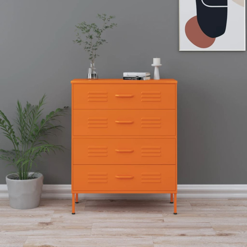 Produktbild för Byrå orange 80x35x101,5 cm stål