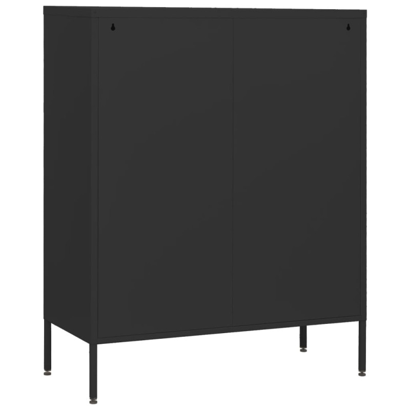 Produktbild för Byrå svart 80x35x101,5 cm stål