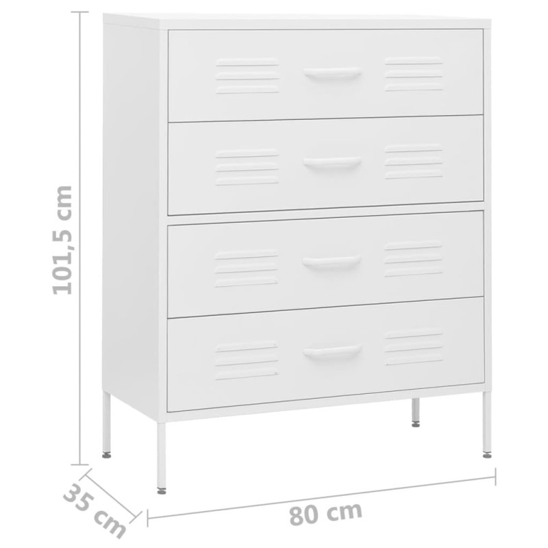 Produktbild för Byrå vit 80x35x101,5 cm stål