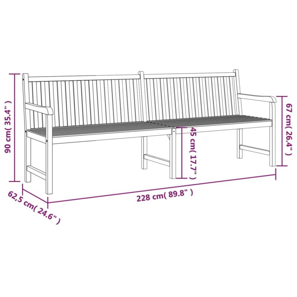 Produktbild för Trädgårdsbänk 228 cm massiv teak