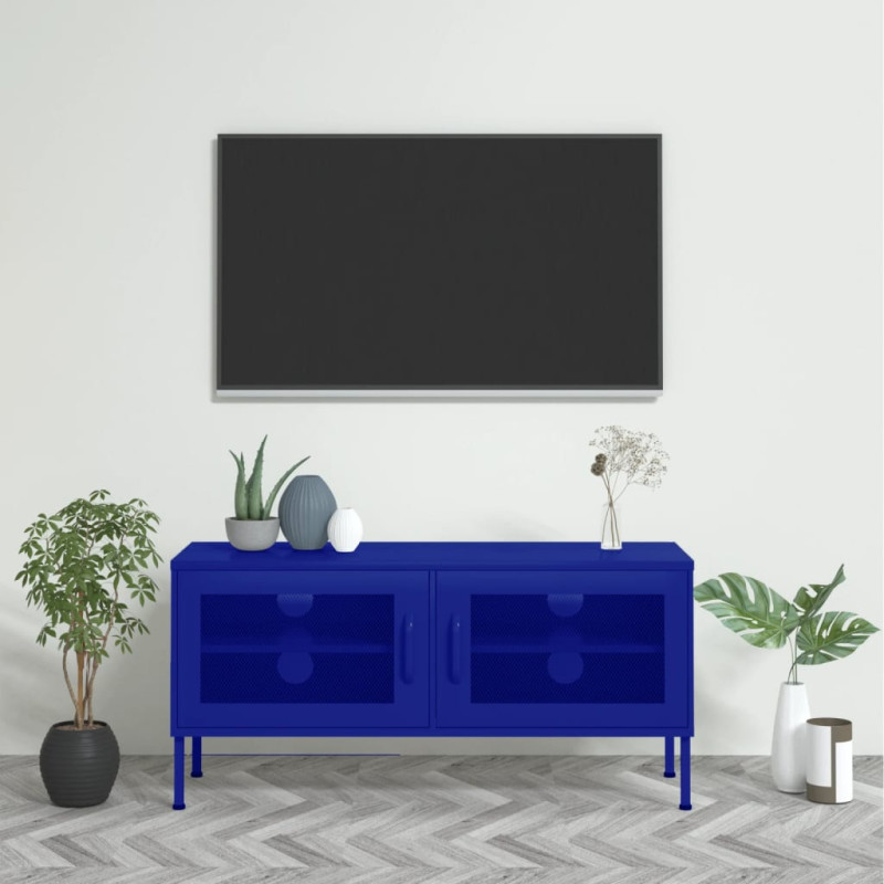 Produktbild för Tv-bänk marinblå 105x35x50 cm stål