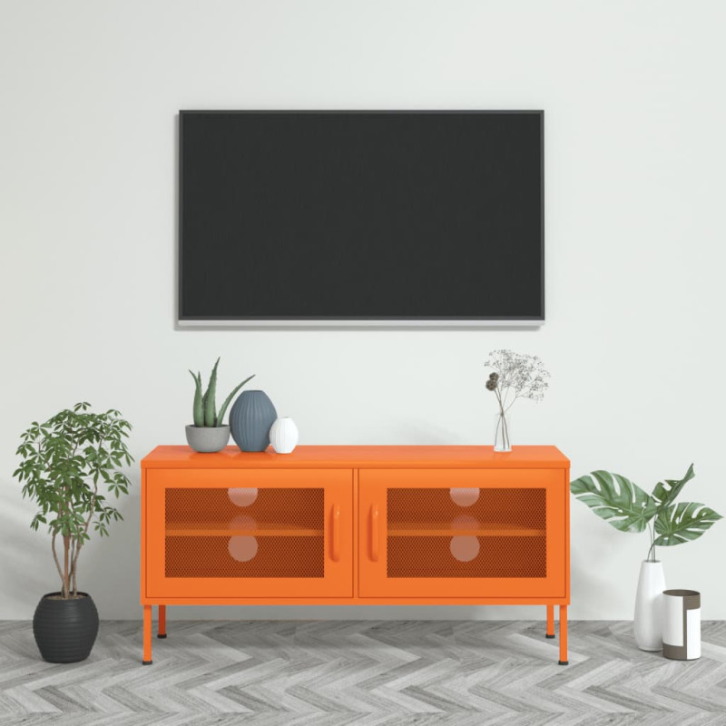 Produktbild för Tv-bänk orange 105x35x50 cm stål