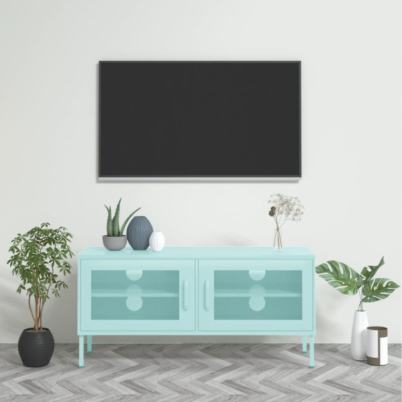 Produktbild för Tv-bänk mintgrön 105x35x50 cm stål