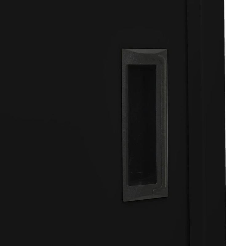 Produktbild för Dokumentskåp med skjutdörr svart 90x40x180 cm stål