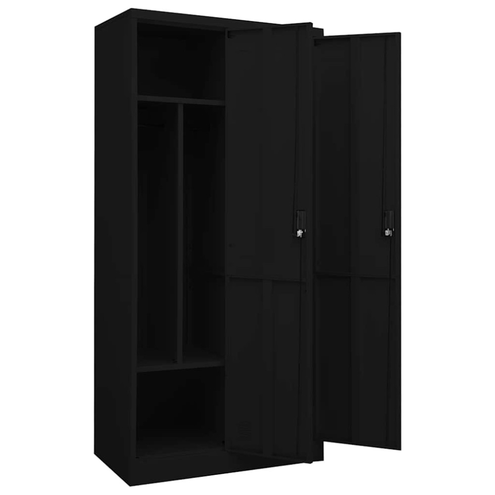 Produktbild för Garderob svart 80x50x180 cm stål