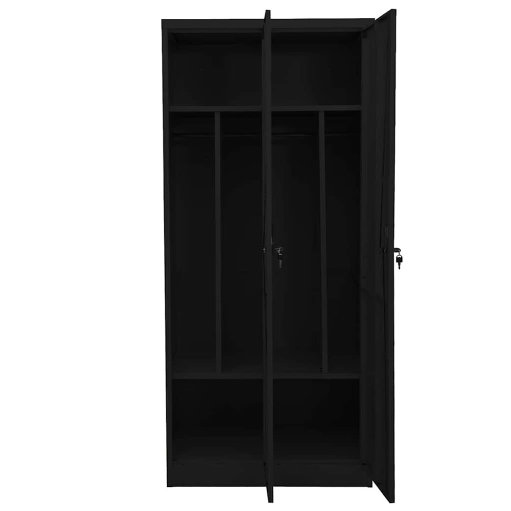 Produktbild för Garderob svart 80x50x180 cm stål