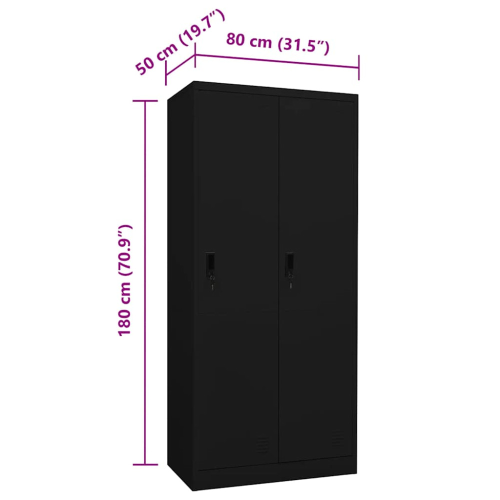 Produktbild för Garderob svart 80x50x180 cm stål