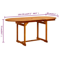 Produktbild för Matbord för trädgården (120-170)x80x75 cm massiv akacia