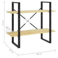 Produktbild för Bokhylla 2 hyllplan 80x30x70 cm massiv furu