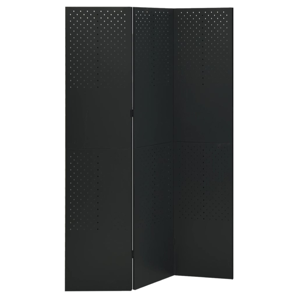 Produktbild för Rumsavdelare 3 paneler svart 120x180 cm stål
