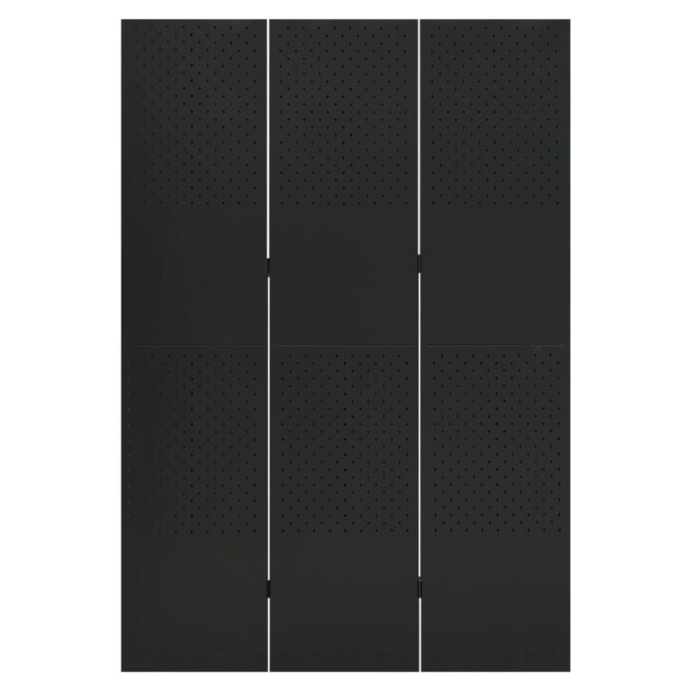 Produktbild för Rumsavdelare 3 paneler svart 120x180 cm stål