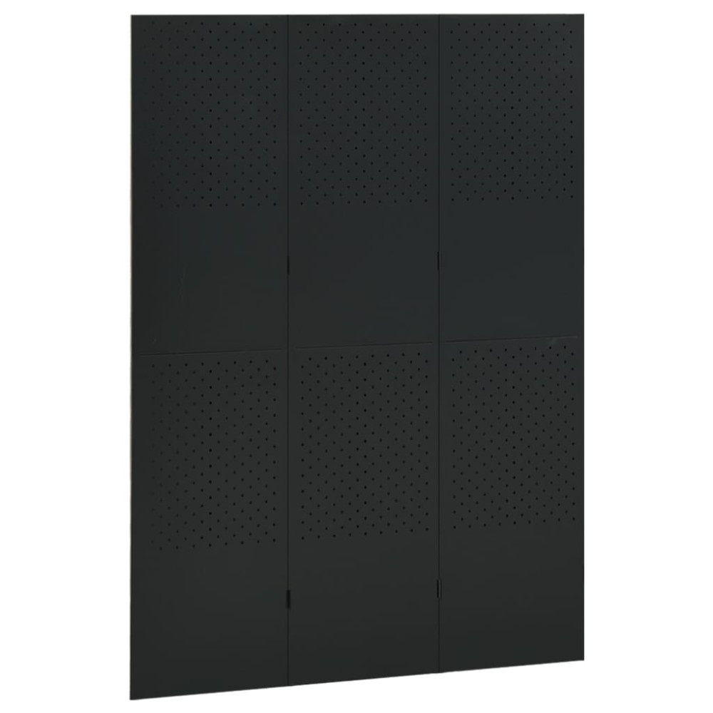 Produktbild för Rumsavdelare 3 paneler svart 120x180 cm stål