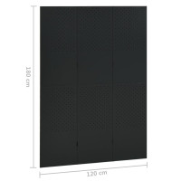 Produktbild för Rumsavdelare 3 paneler svart 120x180 cm stål