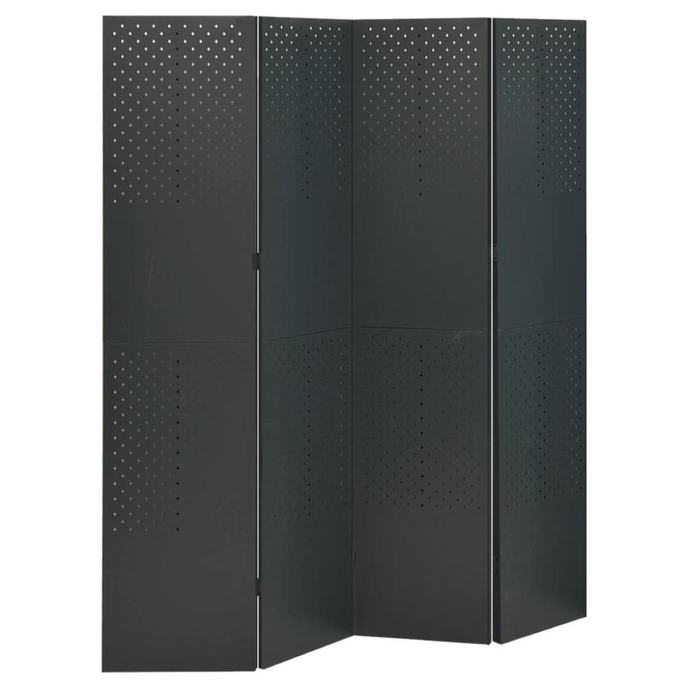 Produktbild för Rumsavdelare 4 paneler antracit 160x180 cm stål