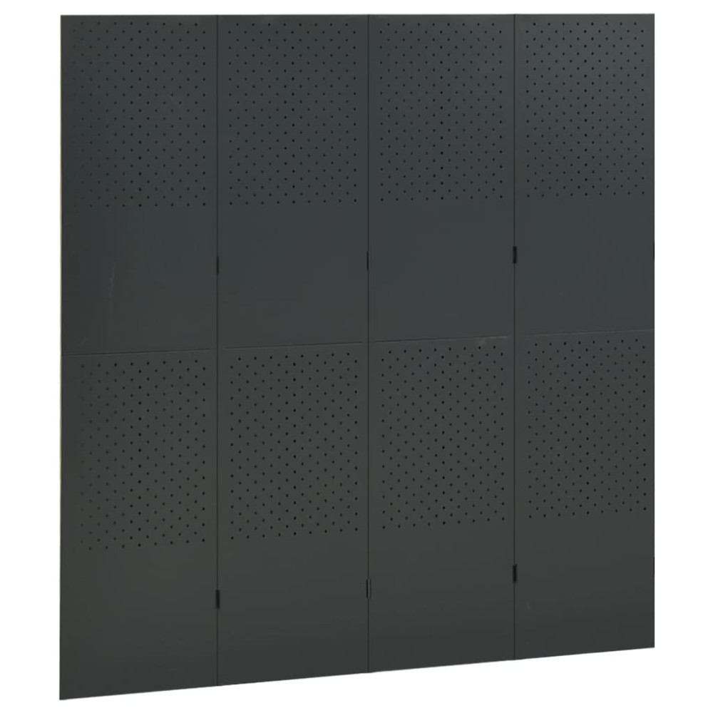 Produktbild för Rumsavdelare 4 paneler antracit 160x180 cm stål