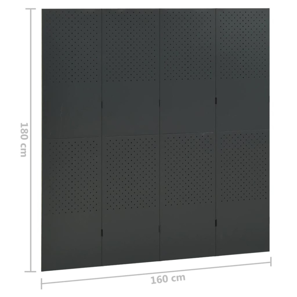 Produktbild för Rumsavdelare 4 paneler antracit 160x180 cm stål