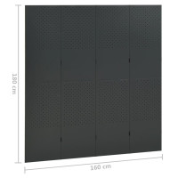 Produktbild för Rumsavdelare 4 paneler antracit 160x180 cm stål