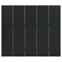 Produktbild för Rumsavdelare 5 paneler svart 200x180 cm stål