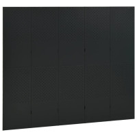 Produktbild för Rumsavdelare 5 paneler svart 200x180 cm stål