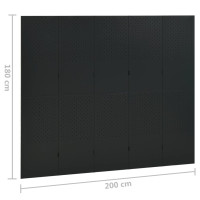 Produktbild för Rumsavdelare 5 paneler svart 200x180 cm stål