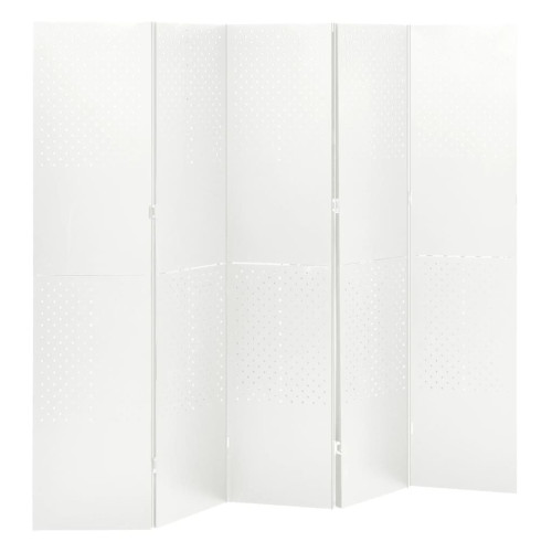vidaXL Rumsavdelare 5 paneler vit 200x180 cm stål