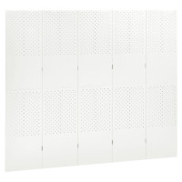 Miniatyr av produktbild för Rumsavdelare 5 paneler vit 200x180 cm stål