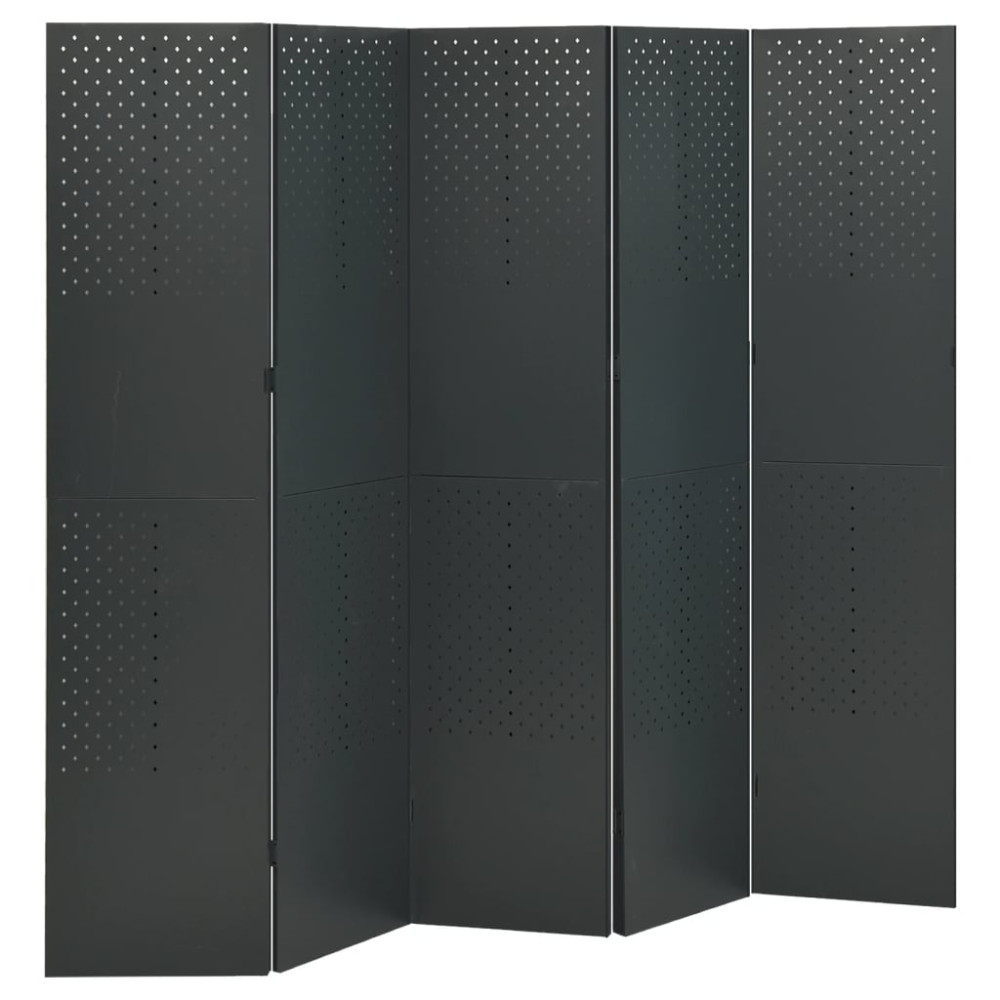 Produktbild för Rumsavdelare 5 paneler antracit 200x180 cm stål